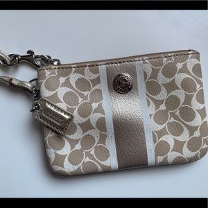 Coach Signature Canvas White & Gold Wristlet